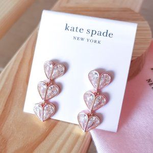 Kate Spade pink rock solid heart linear earrings